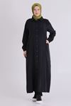 Büyük Beden Tesettür Ferace 2827 Siyah