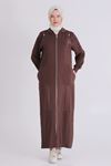 Büyük Beden Tesettür Ferace 28081 Kahve