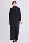 Büyük Beden Tesettür Pantolonlu Takım 3556 Siyah