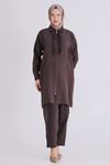 Büyük Beden Tesettür Pantolonlu Takım 35146 Kakao