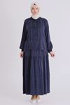 Büyük Beden Tesettür Etekli Takım 38003 Lacivert