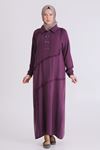 Büyük Beden Tesettür Elbise 7524 Vişne 
