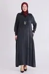 Büyük Beden Tesettür Elbise 75009 Siyah