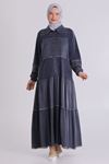 Büyük Beden Tesettür Elbise 75008 Lacivert