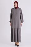Büyük Beden Tesettür Elbise 7525 Duman Gri