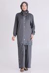 Büyük Beden Tesettür Pantolonlu Takım 3558 Kül Rengi