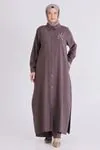 Büyük Beden Tesettür Pantolonlu Takım 3561 Kakao