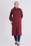 Büyük Beden Tesettür İşlemeli Tunik 2359 Bordo