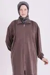 Büyük Beden Tesettür Pantolonlu Takım 3564 Kahve 