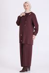 Büyük Beden Tesettür Pantolonlu Takım 3575 Bordo